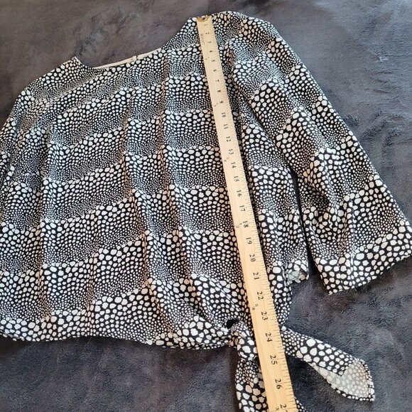 TAlbots Womens Top Size 1XP Black white Abstract Dot Side Tie Career Work 16452 - Picture 5 of 7